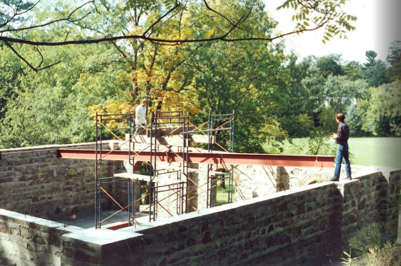 Setting a structural steel beam at Sneaker's Gap